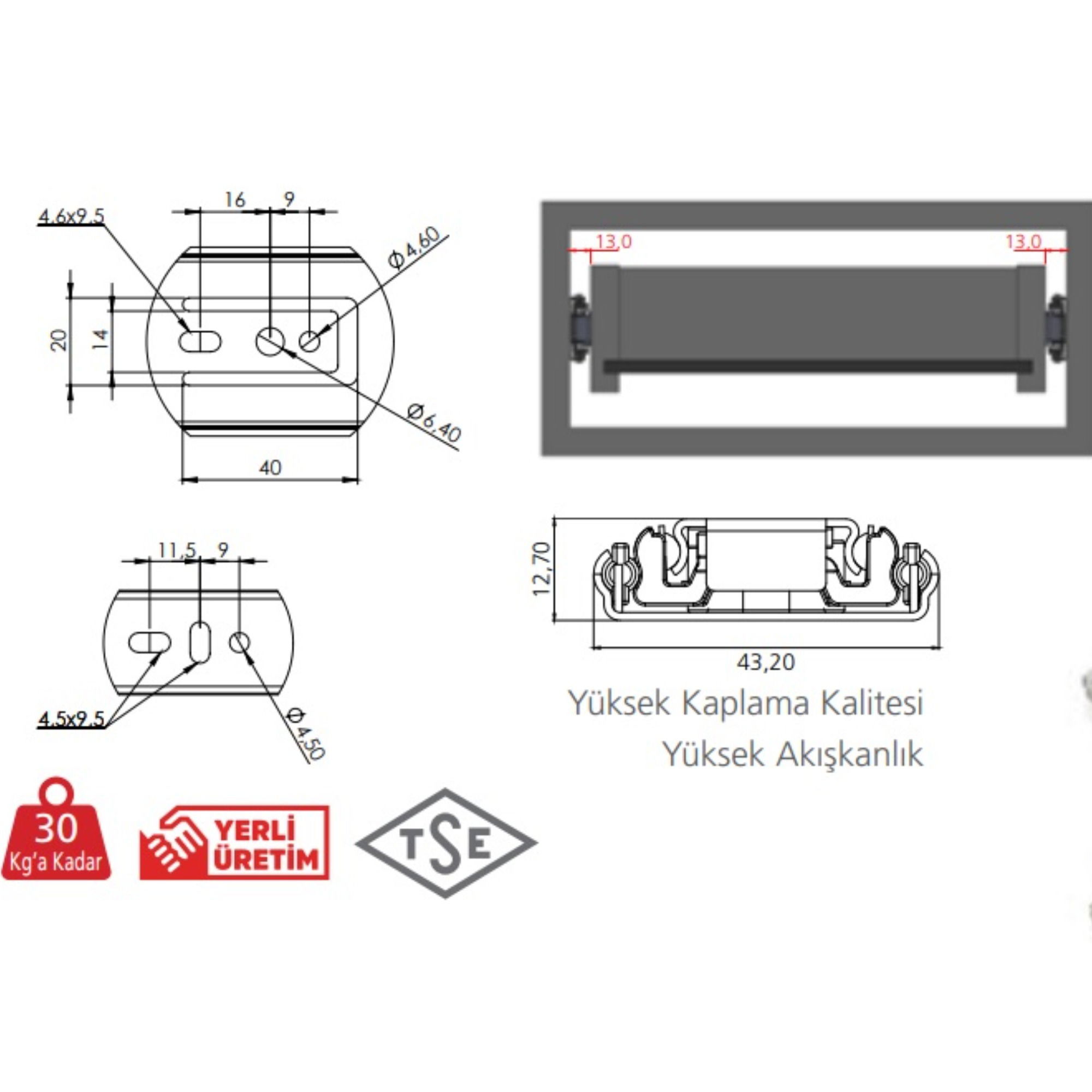 CANEX TELESKOPİK BİLYALI RAY 43x25 CM - Görsel 5