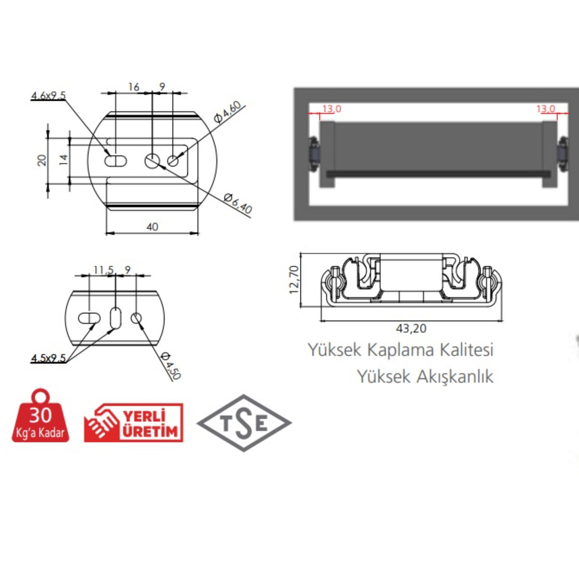 CANEX TELESKOPİK BİLYALI RAY 43x25 CM - Görsel 4